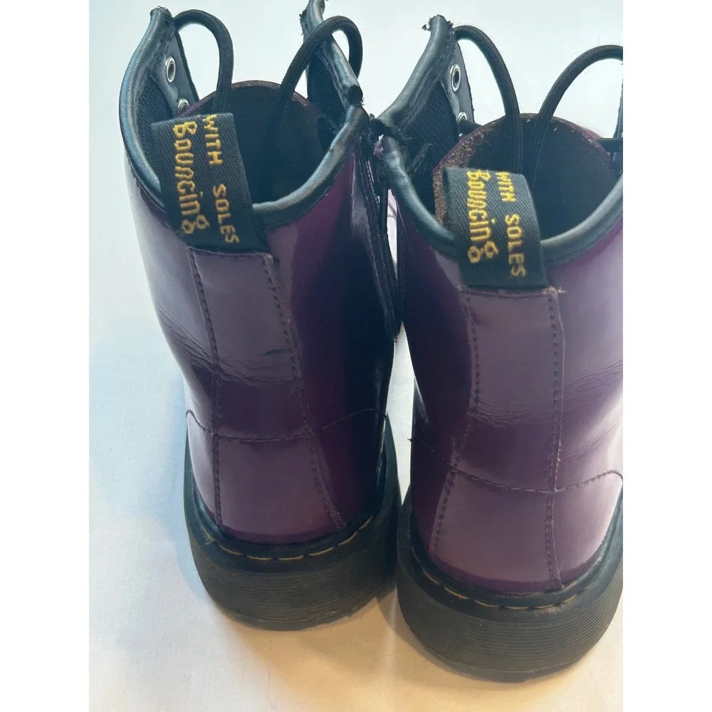 Dr. Martens 1460 Deluxe Boots Kids Size 6 Purple Patent Leather Lace Up Zip